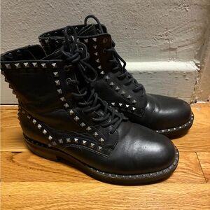 Ash Black Studded Combat Boots